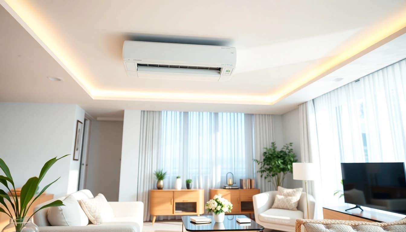 Install a Klima installieren unit in a stylish living room to enhance comfort and aesthetics.