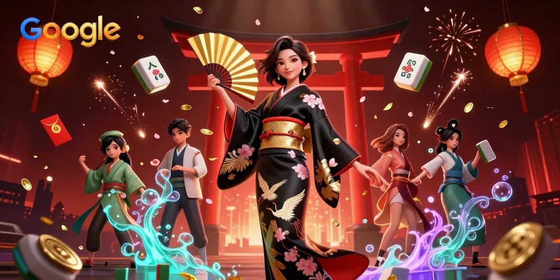 Engage in thrilling games at google with a stunning Asian woman in a casino-inspired scene.