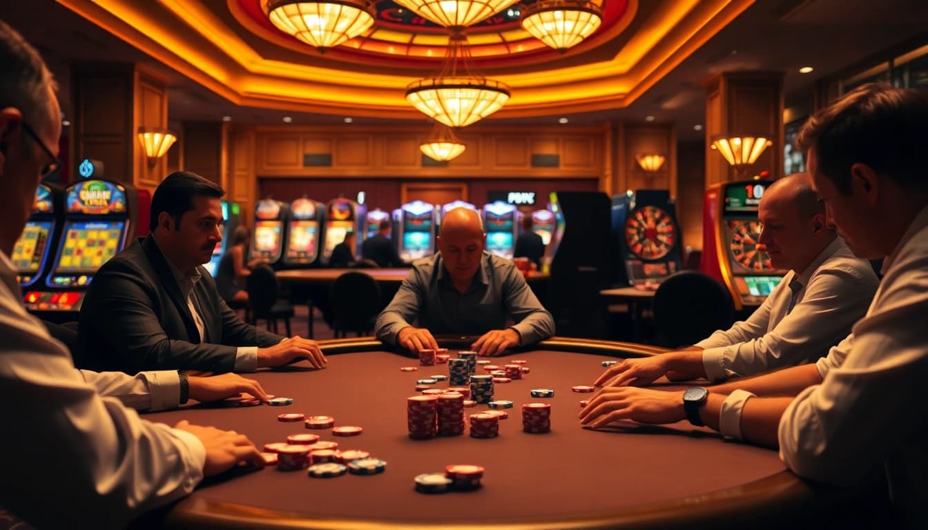 Experience the thrill of high-stakes poker with 88TT at a luxurious casino table.