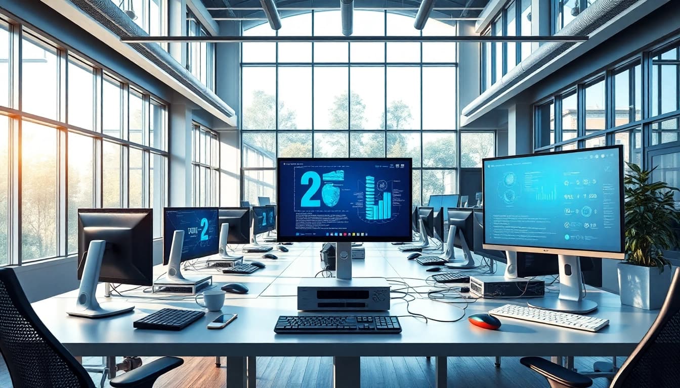 Technologie-Innovationen in einem modernen Büro mit fortschrittlichen Geräten.