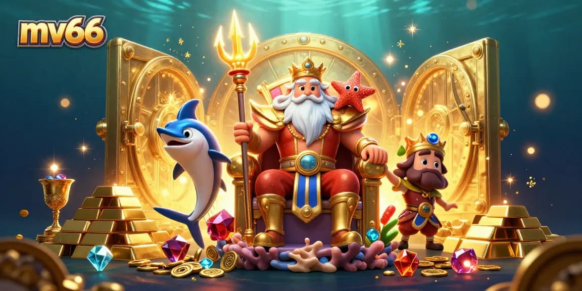 Join the adventure at mv66 with sea king Neptune and treasures in a vibrant casino scene.