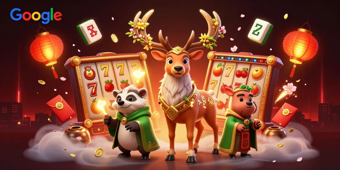Drehen Sie die Walzen in dieser fesselnden Casino-Szene, wo der magische Google-Hirsch und seine Freunde Ihr Spielerlebnis erhellen.