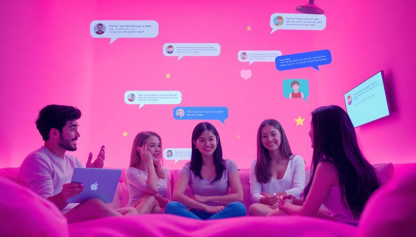 Engaging virtual sex chat environment showcasing lively interactions and digital conversations.