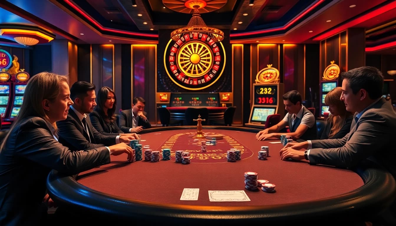 Experience high-stakes gaming at https://do666.at with vibrant poker tables and roulette wheels.