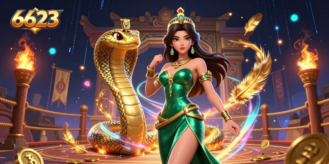 Engage with thrilling games at 6623 Casino, featuring dynamic characters and vibrant gambling elements.