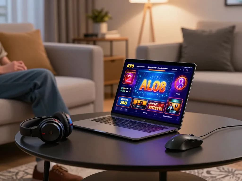 Engaging with ALO8 mobile app for online betting in a cozy living room setting.