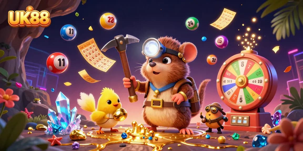 Join the treasure hunt at UK88 with colorful lottery games and vibrant prize elements