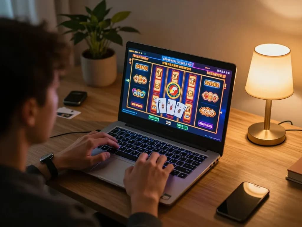 Engaging in online gaming at NK88, showcasing a vibrant virtual casino interface.