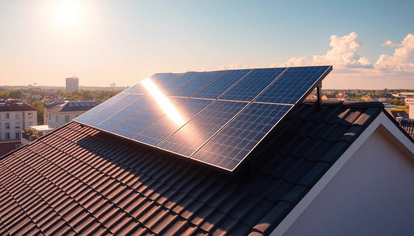 Erleben Sie die Vorteile des Solar-Investments auf gepachteten Dachflächen mit einer modernen Photovoltaikanlage, die optimal in die Stadtlandschaft integriert ist.