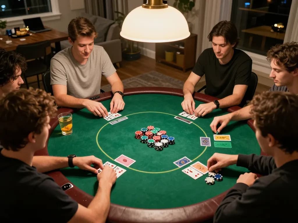 Players enjoying an exciting poker night at home with tg88, emphasizing strategic gameplay and friendly competition.