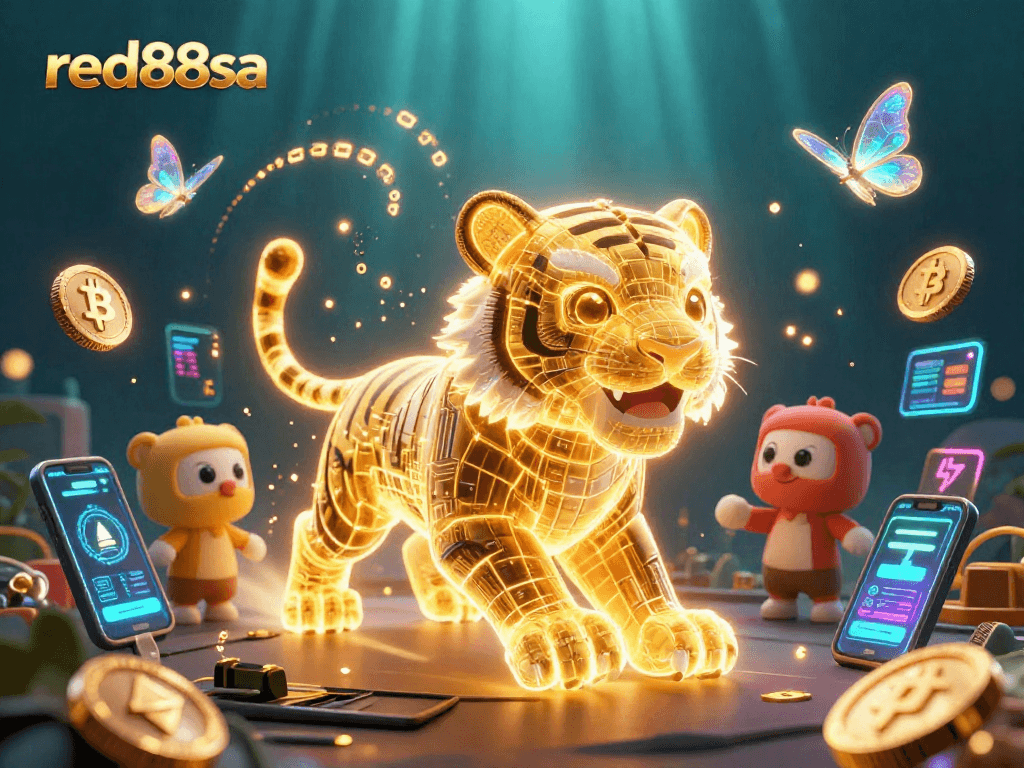 Enhance your gaming experience at red88sa with vibrant 3D illustrations showcasing a futuristic casino.