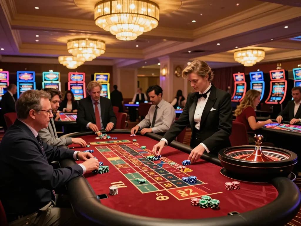 Experience the excitement of 33win's roulette table with players engaged in thrilling bets and an elegant atmosphere