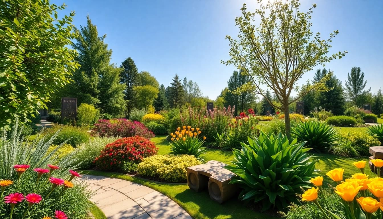 Gestalten Sie mit Galabau München eine einladende Gartenlandschaft mit bunten Blumen.