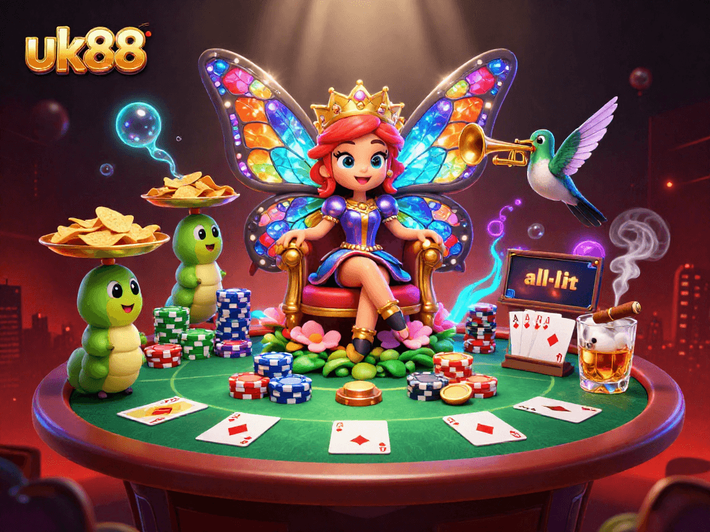 Experience vibrant gaming at uk88 with the butterfly queen and dynamic poker elements.