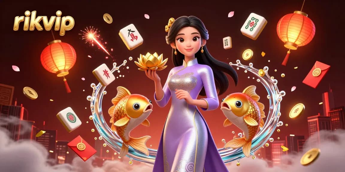 Experience gaming excitement at rikvip with vibrant illustrations featuring a casino scene of fortune and fun.