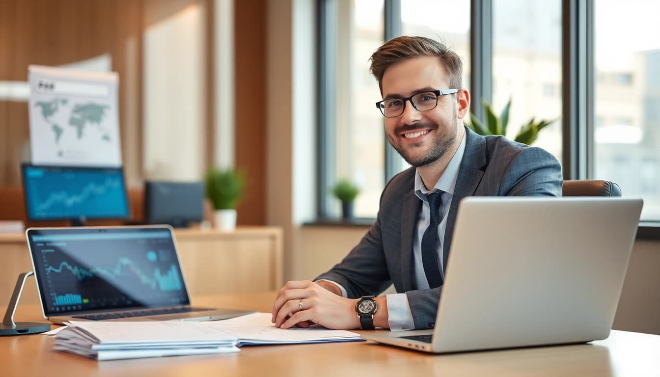 Headhunter Finance in modernem Büro, der Bewerber interviewt.