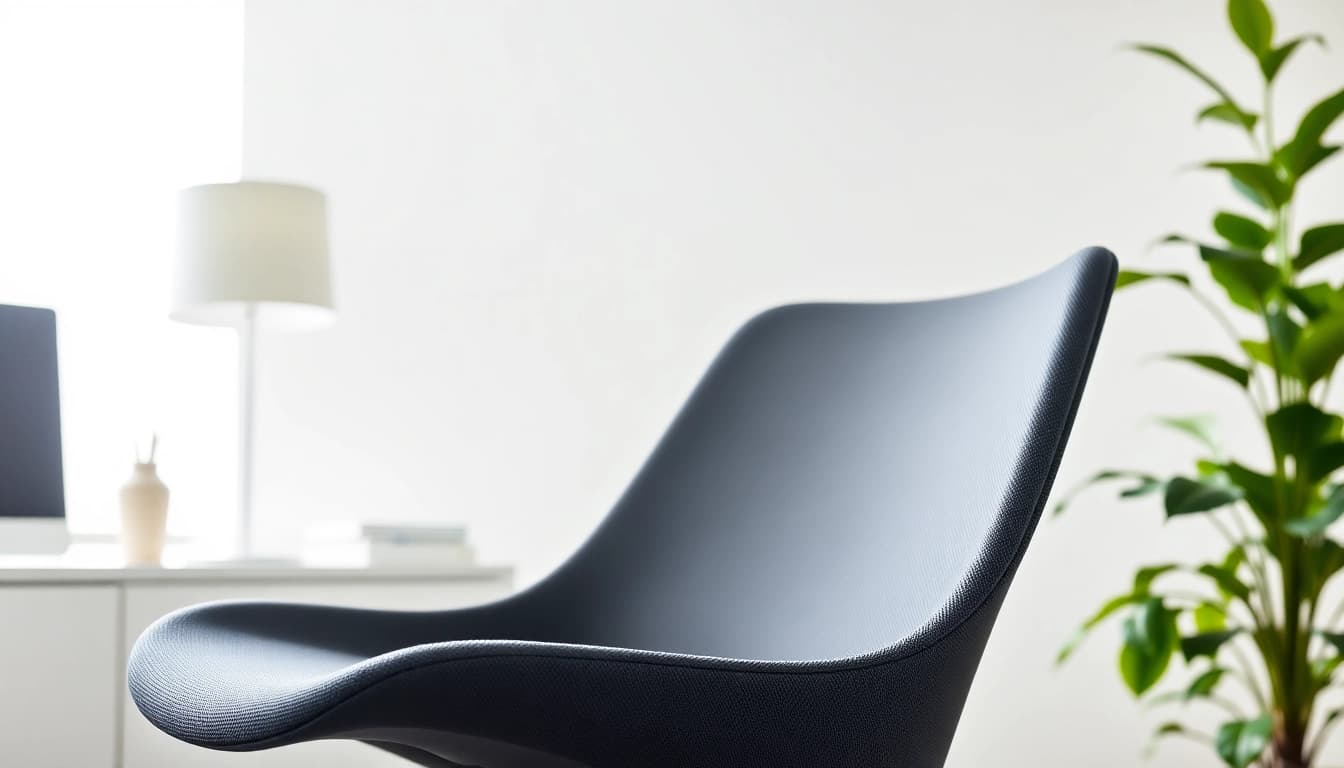 Ergonomischer Herman Miller Setu Stuhl in modernem Büroambiente.