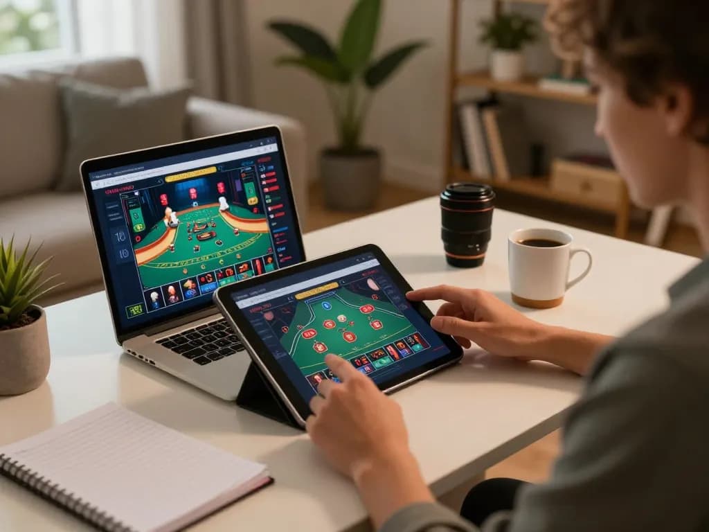 Enjoying a high-stakes online game on LV88 platform with a tablet at home.