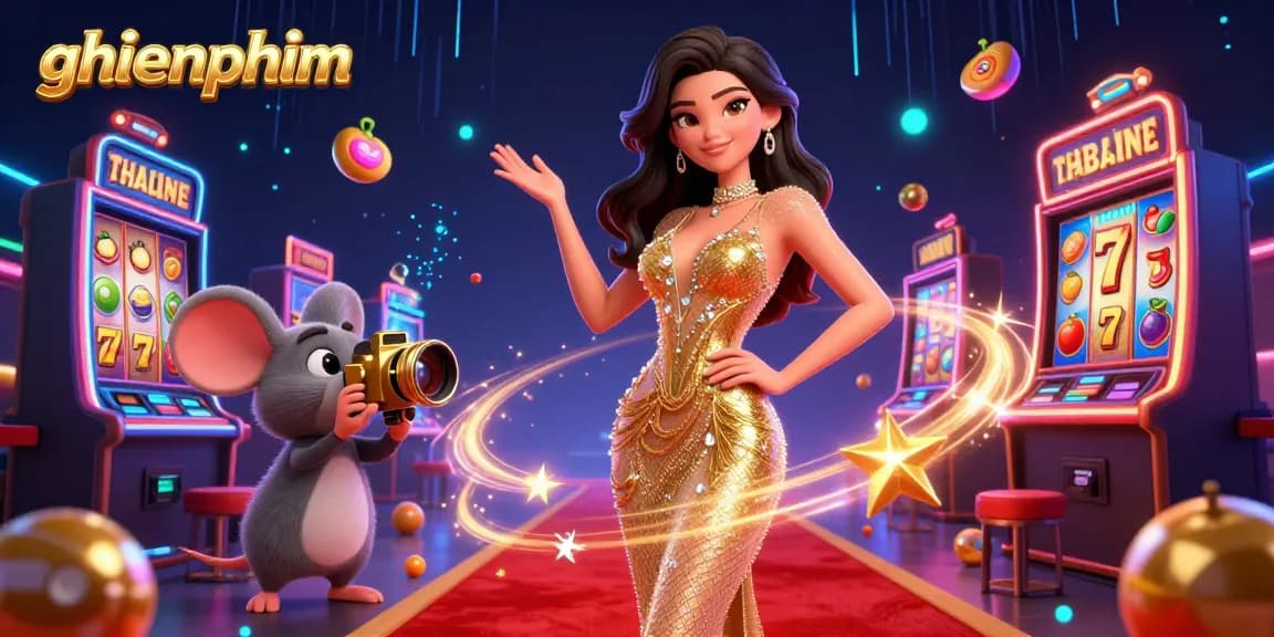 Experience thrilling ghienphim action with a glamorous scene of a stunning woman alongside casino elements in a vibrant setting