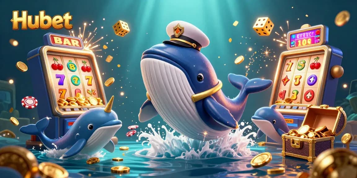 Play Hubet games with interactive whales and dolphins in a dynamic casino scene overflowing with jackpots.