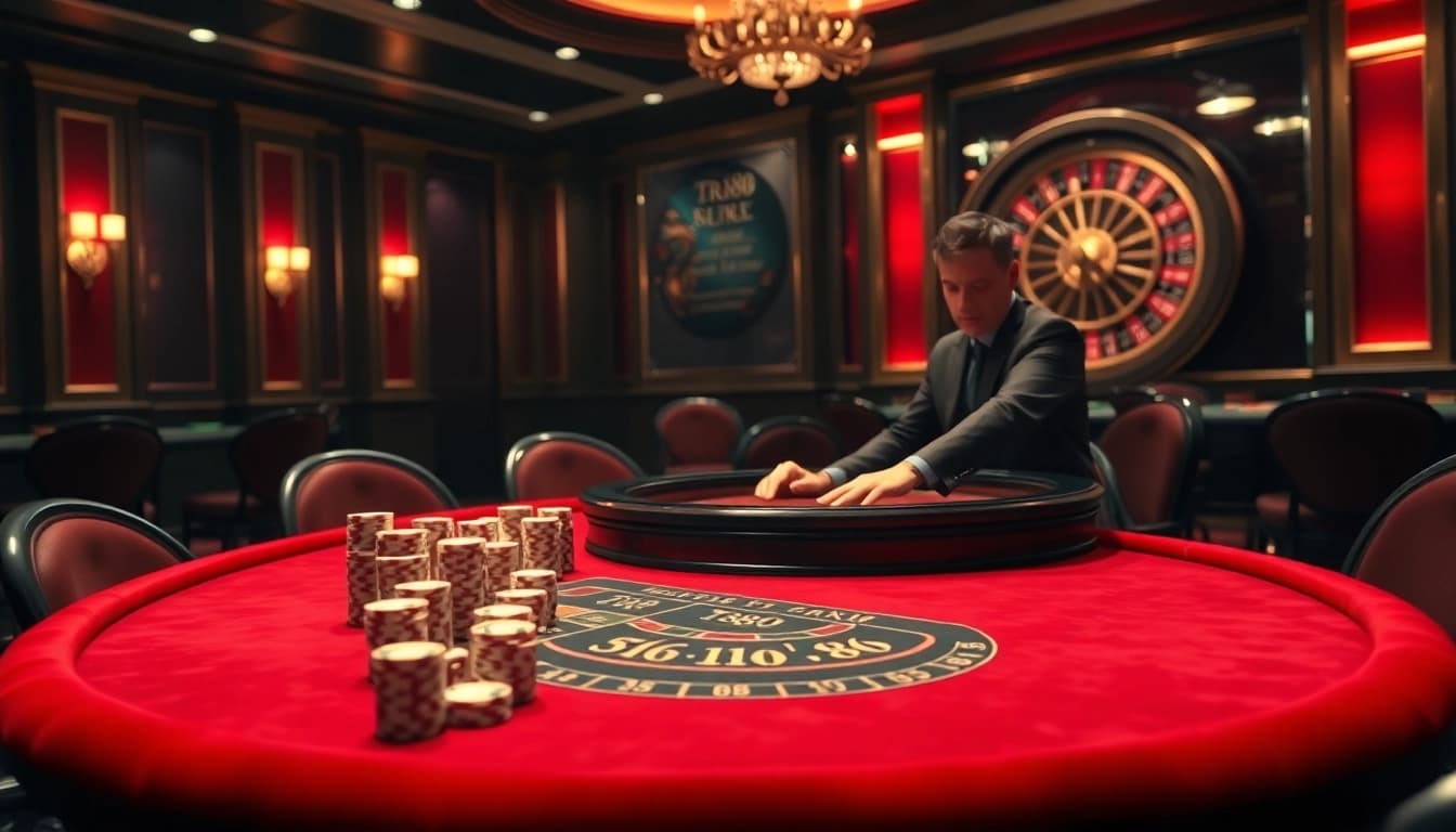 Action-packed casino scene with tr88 poker chips and vibrant game tables.