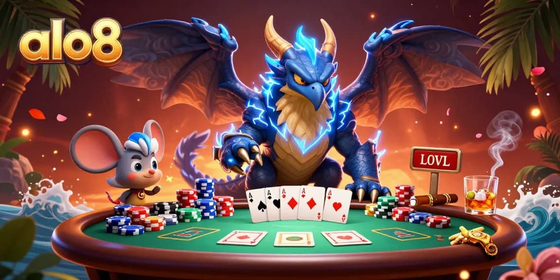 Experience thrilling poker action with alo8's vibrant atmosphere and dynamic characters.