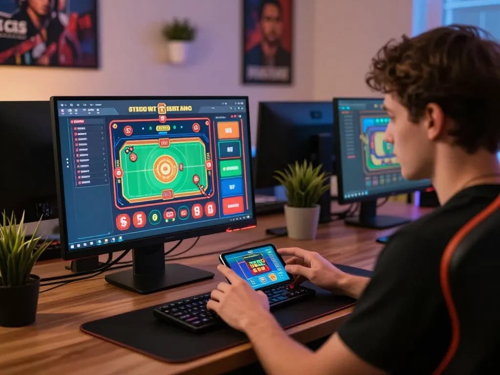 Engaging online gaming experience with fly88 showcasing a user calculating odds on a smartphone for casino success.