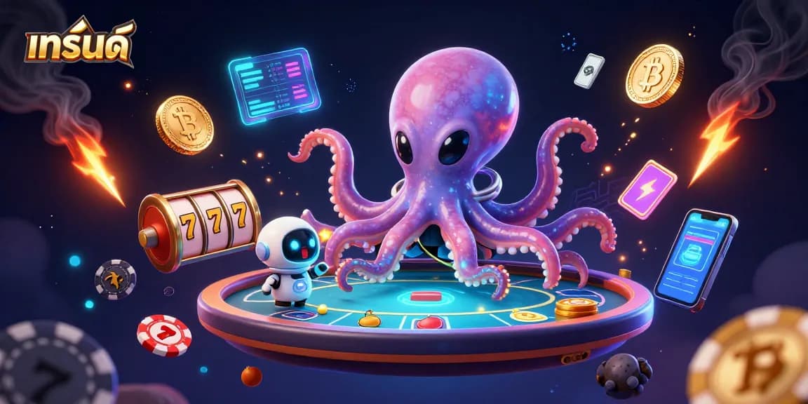 Experience thrilling 3D gambling action at แบรนด์ with an octopus dealer and dynamic slots!