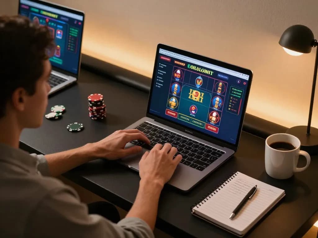 Engaging in online casino games at a modern setup with 566 beauty strategies.