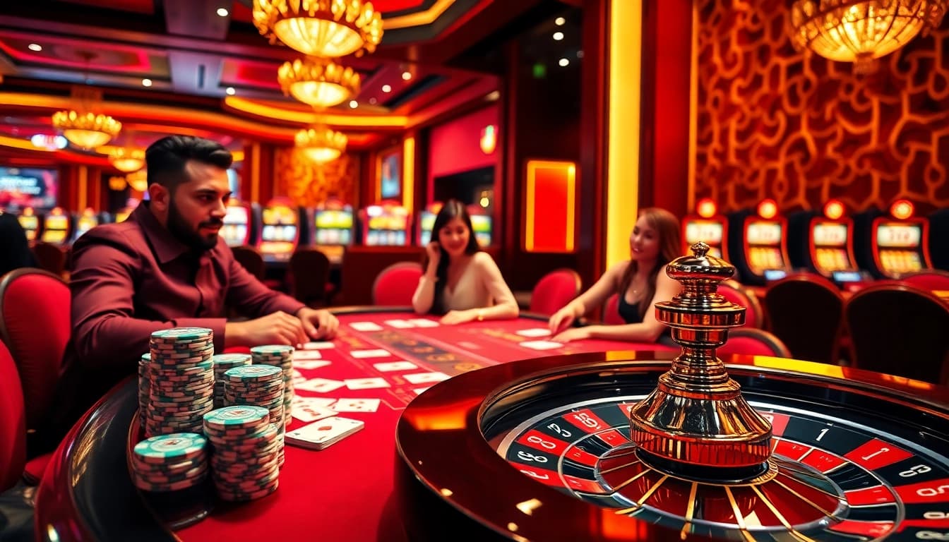 Exciting gambling action at CPC188 with vibrant casino table and players engaged in strategic betting.