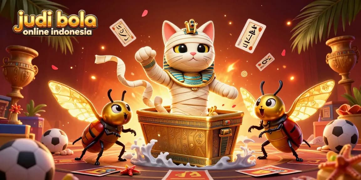 Engage in judi bola online indonesia with vibrant characters and dynamic sports elements in a captivating casino scene.