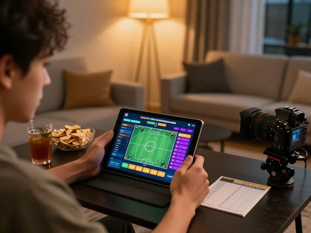 Migliori siti non AAMS evidenziati mentre un utente scommette su sport su un tablet a casa.