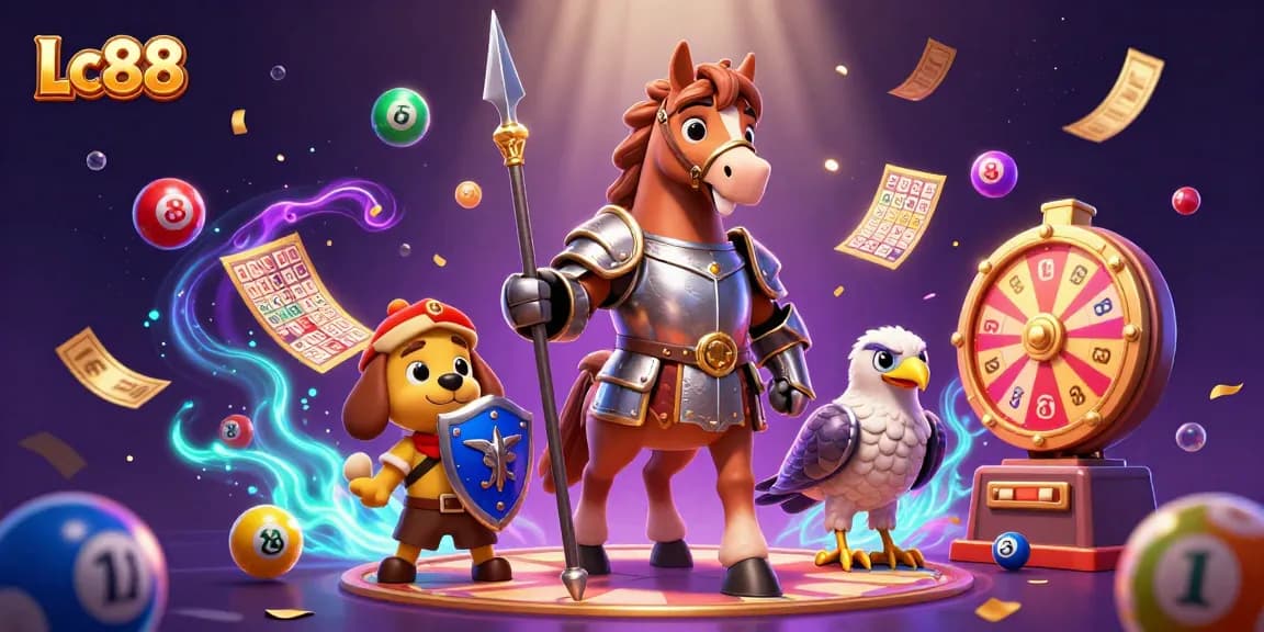 Engage in thrilling gameplay at Lc88 with knights, puppies, and colorful lottery elements.