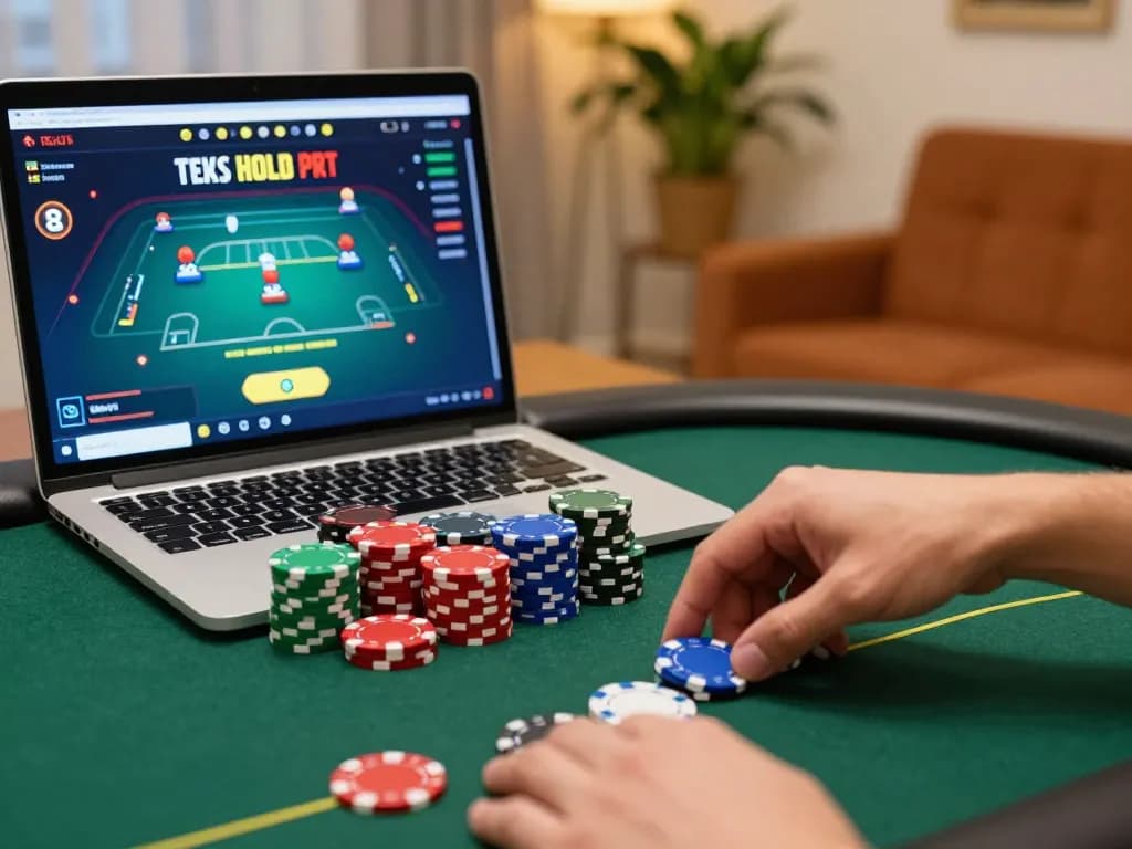 Engaging online poker action with vwin win chips actively placed on a digital table