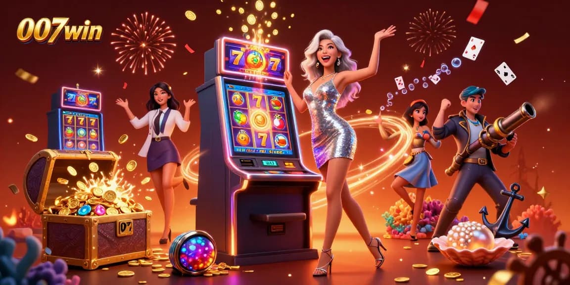 Experience thrilling slot action at 007win with a joyful celebration of jackpots and casino excitement.