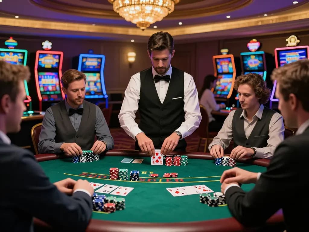 Players at a high-stakes blackjack table strategize their moves while enjoying the luxury of XX88 casino.