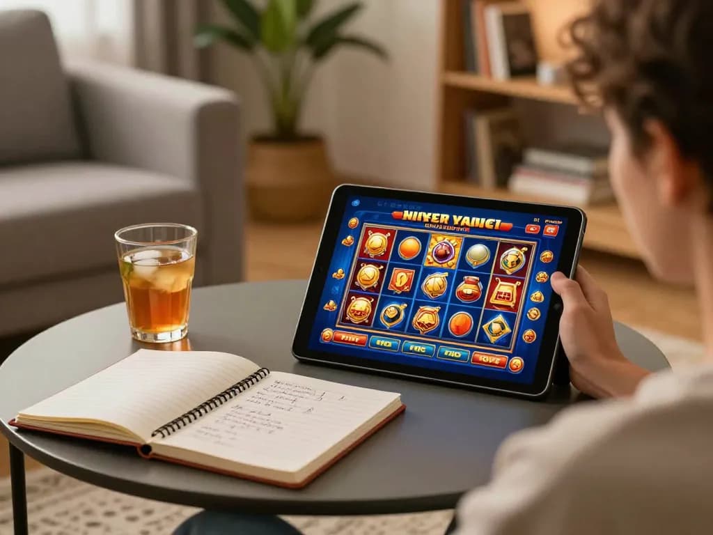 Experience mobile gaming on llwin3 with engaging slot games and strategic notes in a cozy setting.
