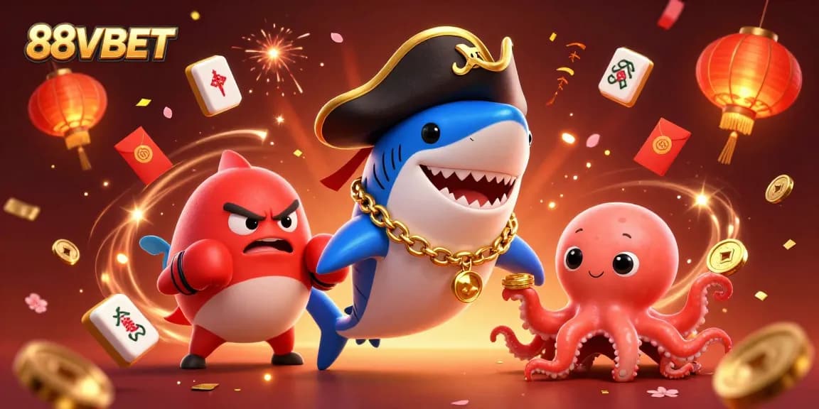 Experience thrilling games at 88VBET with vibrant characters, lucky symbols, and joyous celebrations.
