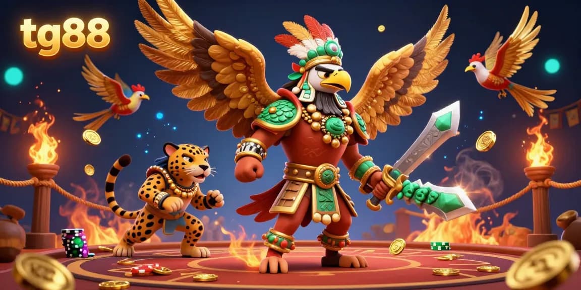 Tg88 enhances your gaming adventure with dynamic Aztec-inspired warriors and vibrant casino motifs.