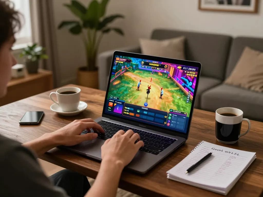 Engaging in live betting on Ga368 with a laptop in a cozy home environment