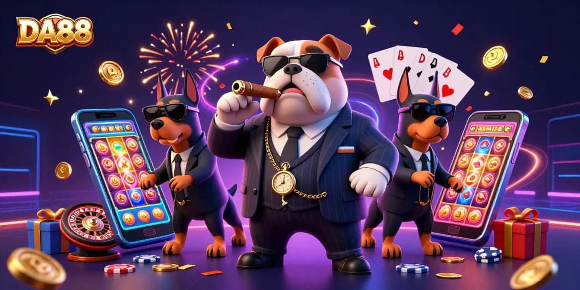 Experience high-stakes excitement with DA88 in this engaging casino illustration.