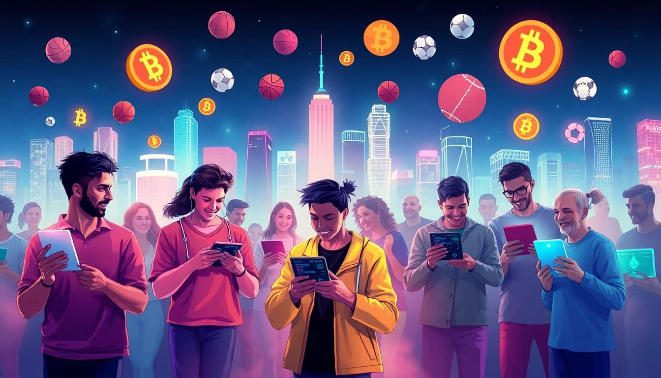 Explore dynamic Crypto sports betting sites with vibrant representations of cryptocurrency interactions.