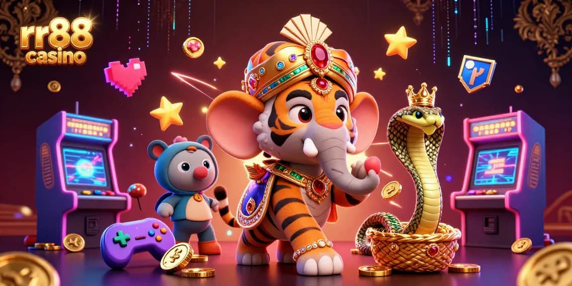 Engage with rr88 casino through an exciting 3D illustration showcasing vibrant gaming experiences and characters.