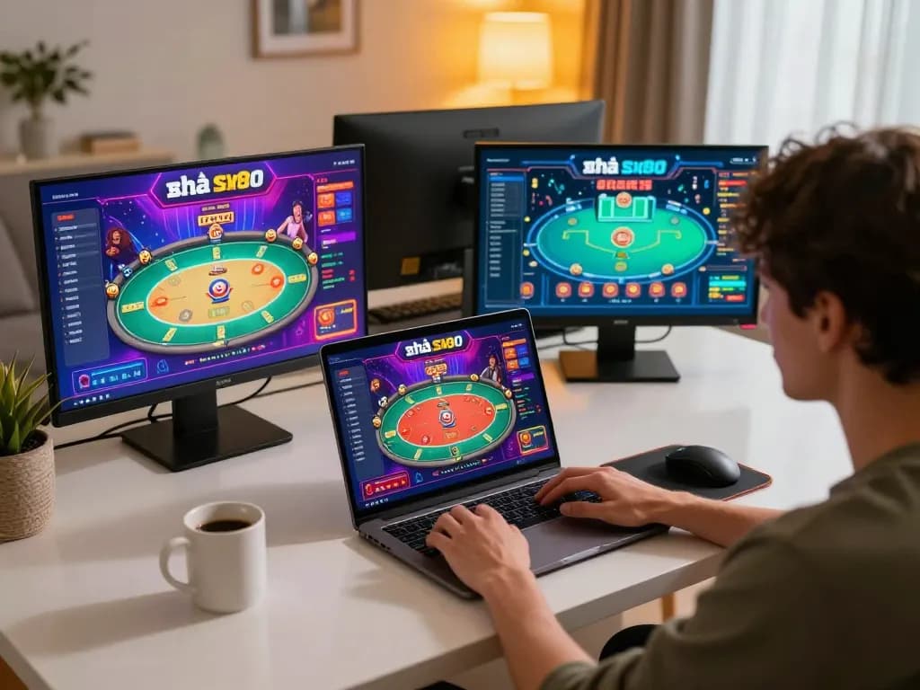 Online casino gameplay on nhà cái sx88 showcasing poker strategy on laptop