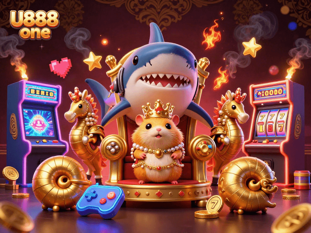 Spin the reels with U888 one’s vibrant casino-themed 3D illustration showcasing gaming excitement.