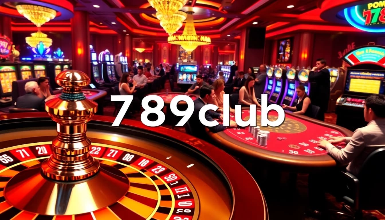 Exciting poker gameplay at 789club casino, highlighting vibrant roulette and slot machines.