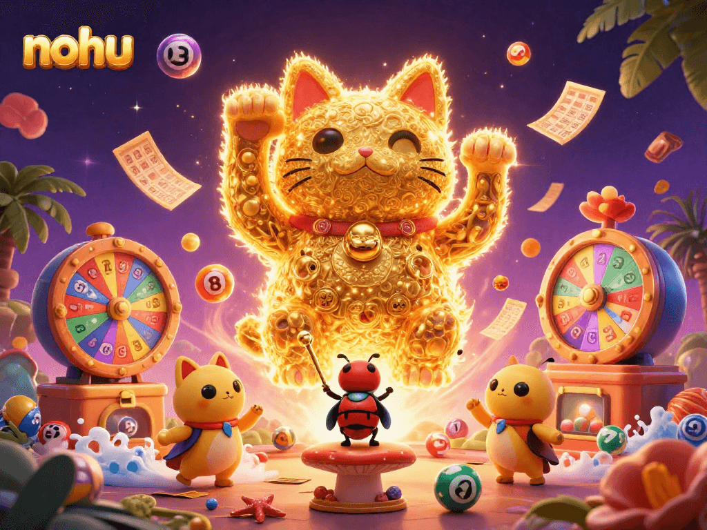 Join the nohu adventure with a vibrant lucky cat and dynamic casino elements!