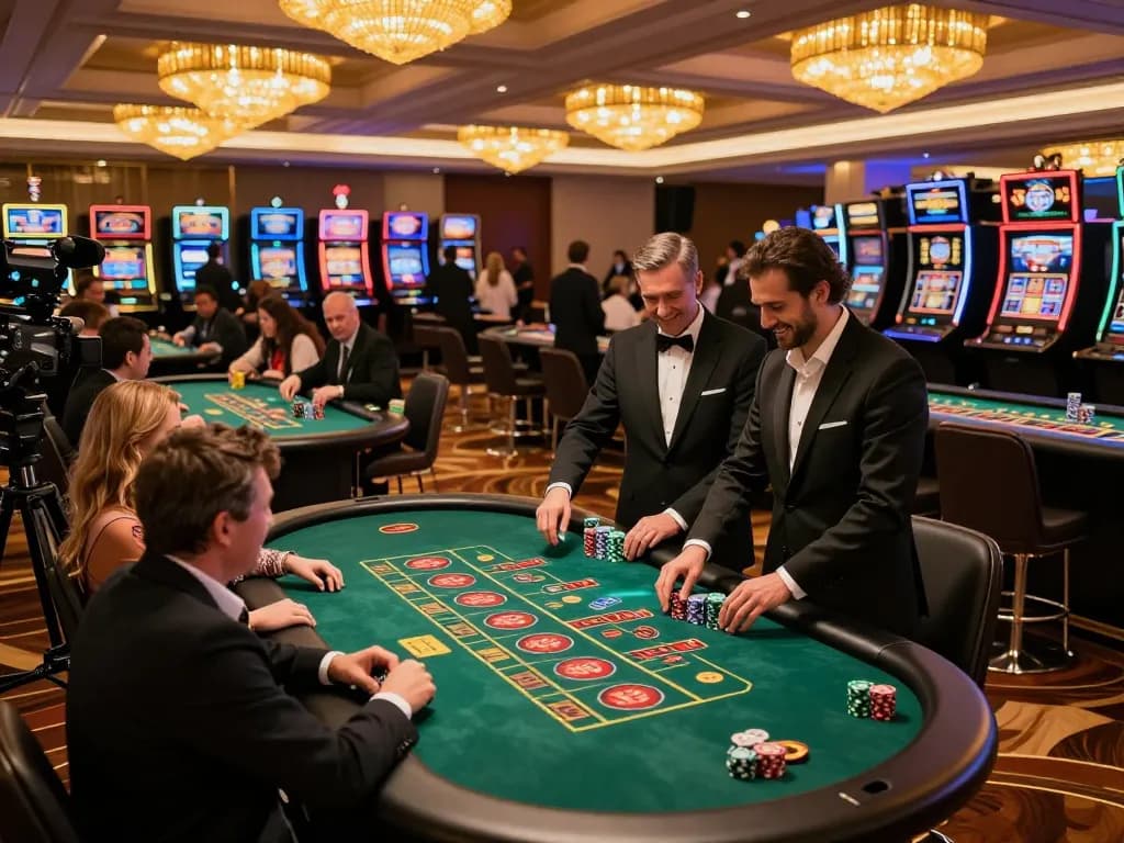 Excited players engaging at the 88CLUB casino games amidst vibrant surroundings