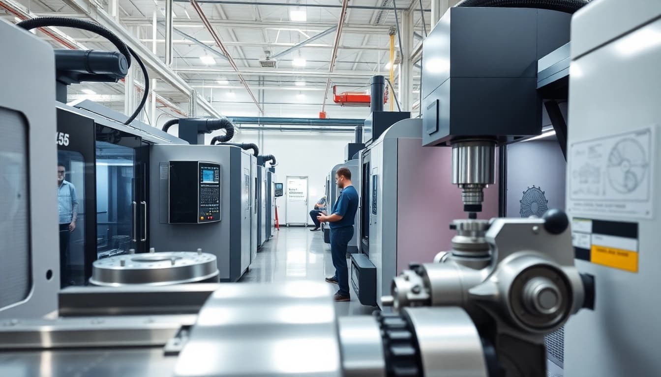 Aktuelle Nachrichten aus der CNC Branche in einer modernen Werkstatt mit hochmodernen Maschinen.