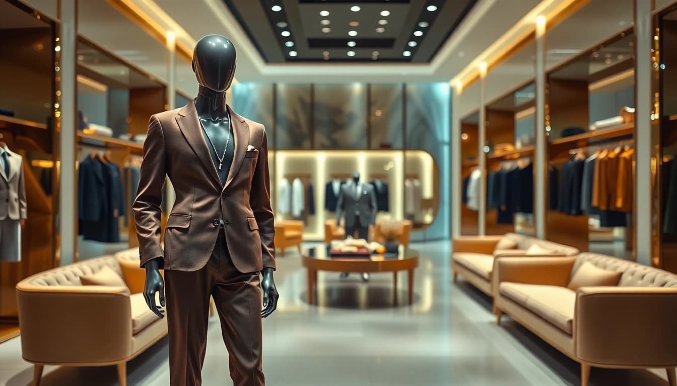 Elegant boutique interior featuring Alvionz luxury fashion display.